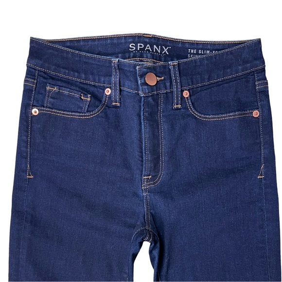 Spanx By Sara Blakely Women’s Dark Rinse Blue Denim The Slim-X Skinny Jeans EUC - Picture 5 of 9